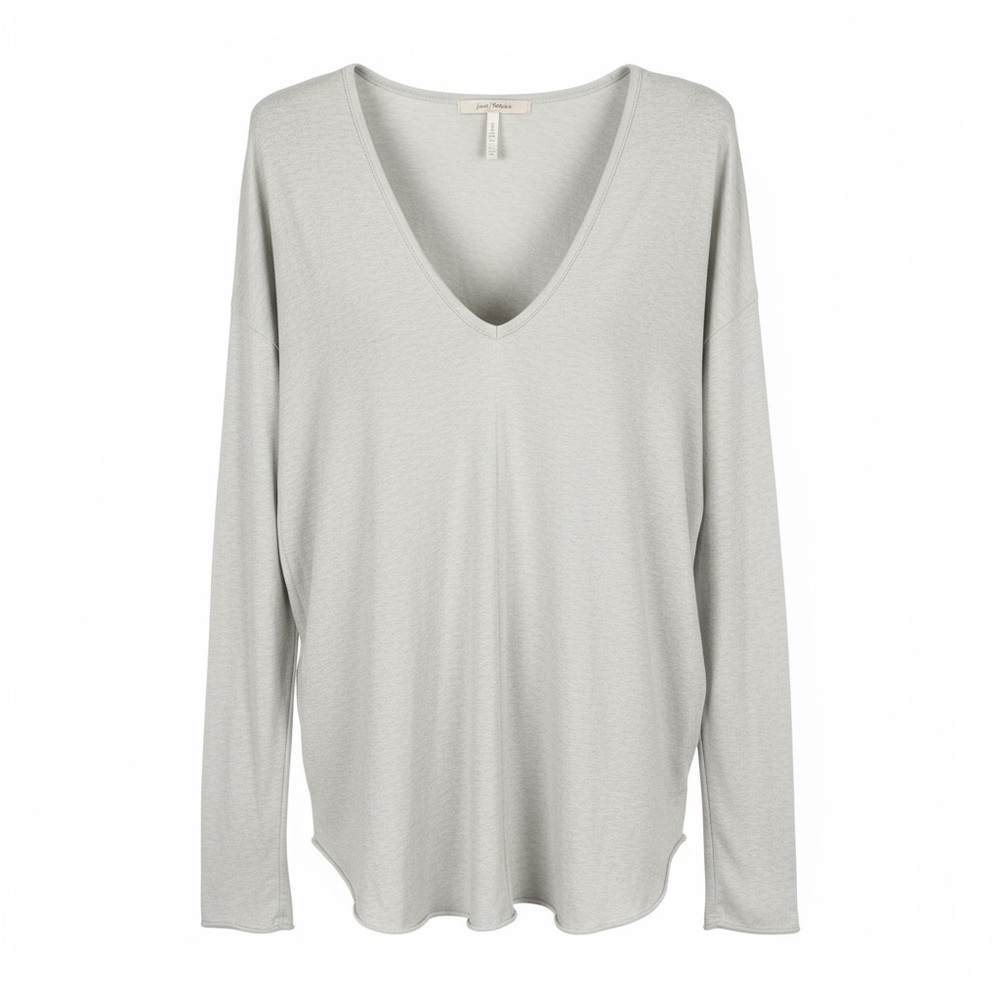 Free People Shirt Top Size Large White Sienna Snap Cuffs Round Neck Oversized